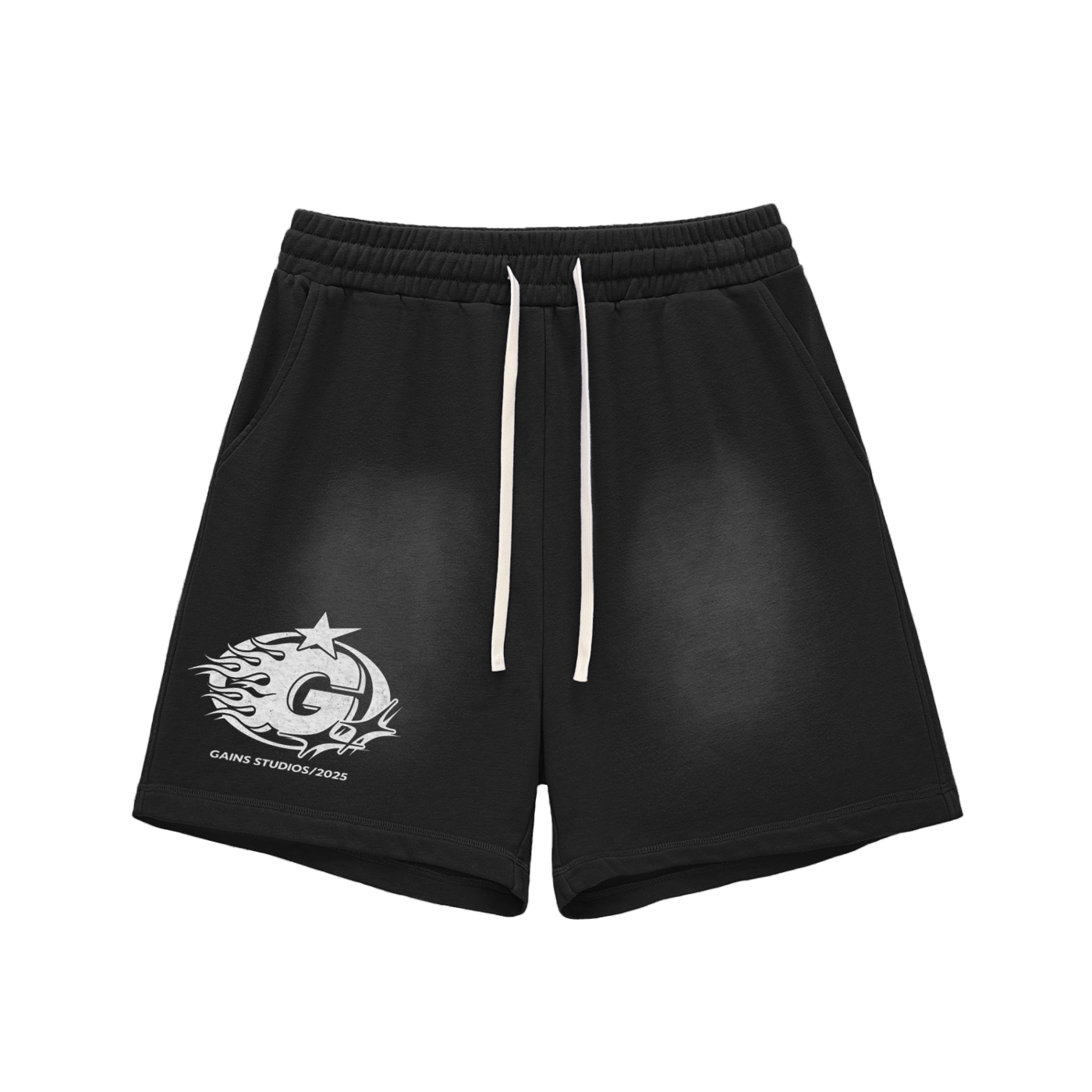 “Roll The Dice” Sun Fade Raw Edge Cotton Shorts
