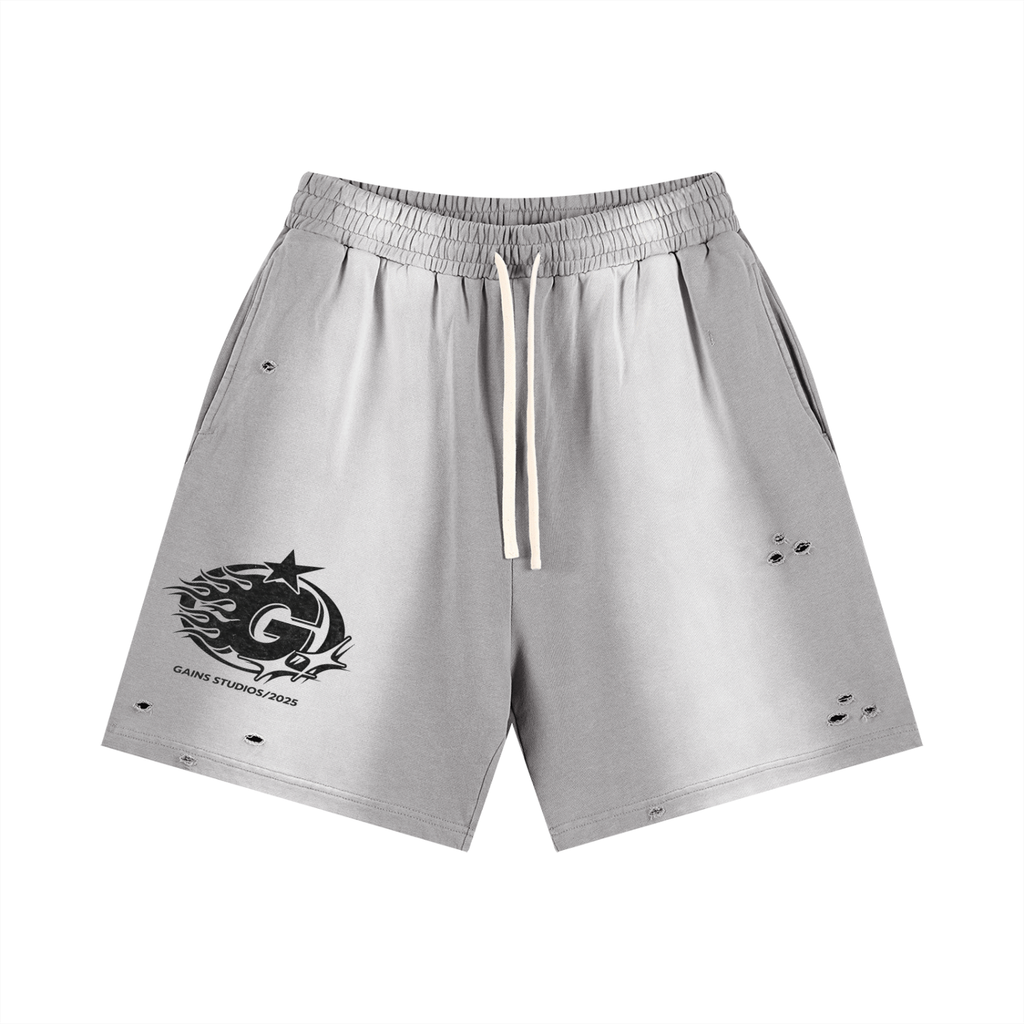 “Roll The Dice” Sun Fade Distressed Shorts
